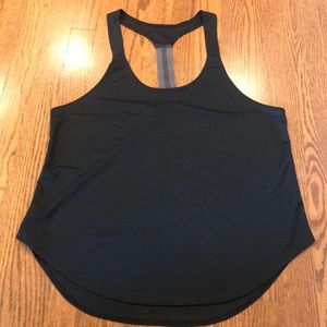 black sleeveless athletic top